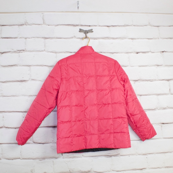 LL BEAN Reversible Pink Black Down Jacket Size M - Picture 5 of 8
